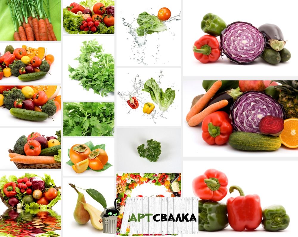 Овощи и зелень на белом фоне. Часть 1 | Vegetables and greens on a white background. Part 1